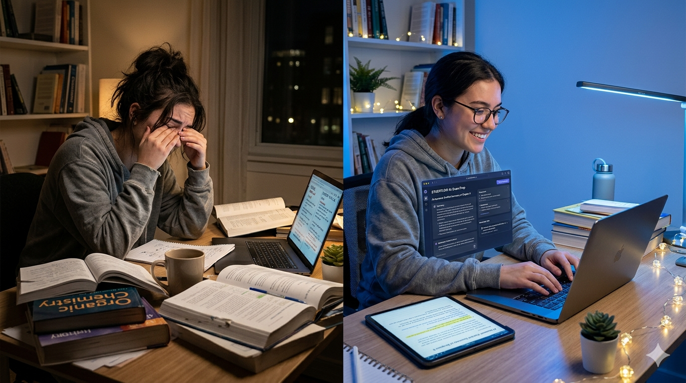 Student learning how to study faster without burnout using AI tools